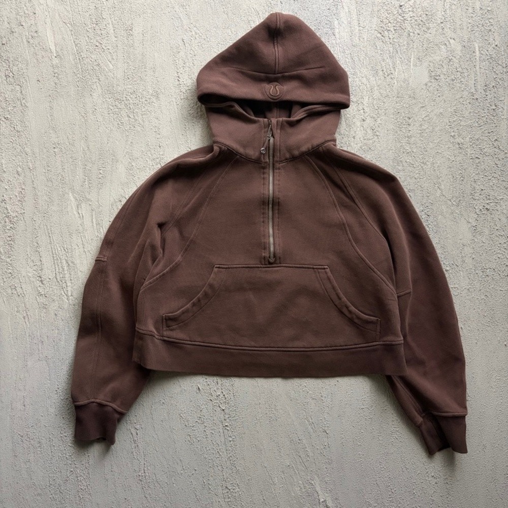 Lululemon Scuba Half Zip Hoodie M/L Brown Oversized Cropped Pullover
